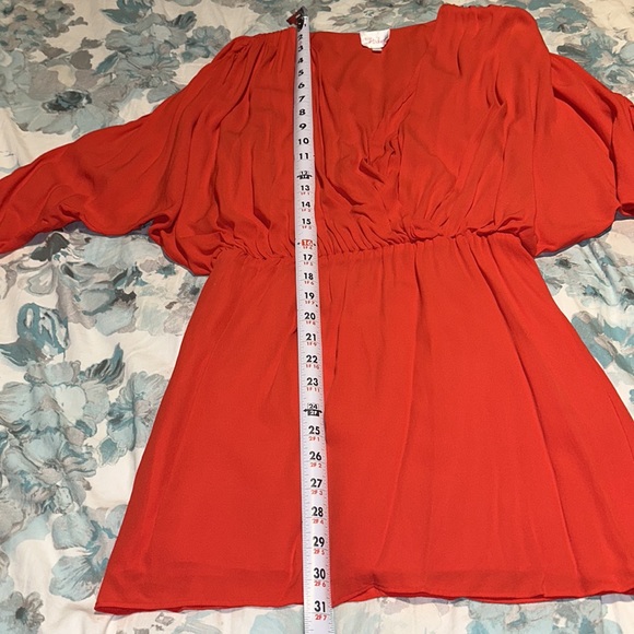 Parker Red Silk Snap Front Mini Dress  XS EUC - Picture 4 of 16